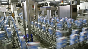 automated production line in modern dairy factory