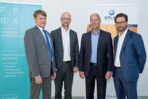 Fra venstre mod højre: Andreas Mielke – Eplax – Co-Managing Director Martin Sjöstrand – Powerbox C.E.O. Wolfgang Pape – Eplax – Co-Managing Director Henrik Flygar – Alder / Powerbox – Board Member 