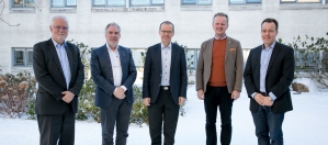 Foto fra venstre mod højre: Chris Hankin, Peter Apers, Heikki Mannila, Jan Gulliksen, Torben Bach Pedersen. 