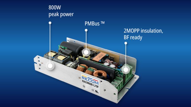 RACM600-L serie fra Recom leverer 800W peak