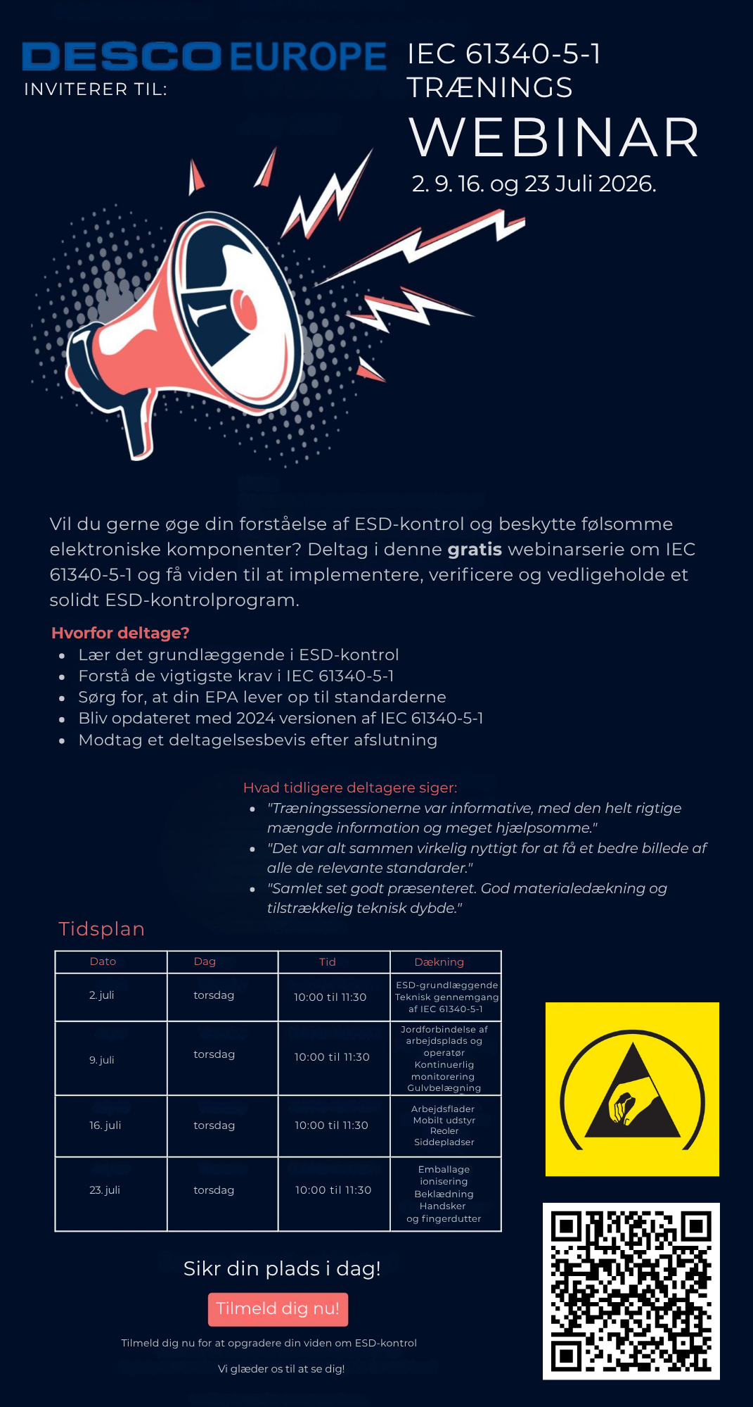 praktisk introduktion til ESD-kontrol, compliance og de vigtigste krav i den aktuelle version af IEC 61340-5-1-standarden.