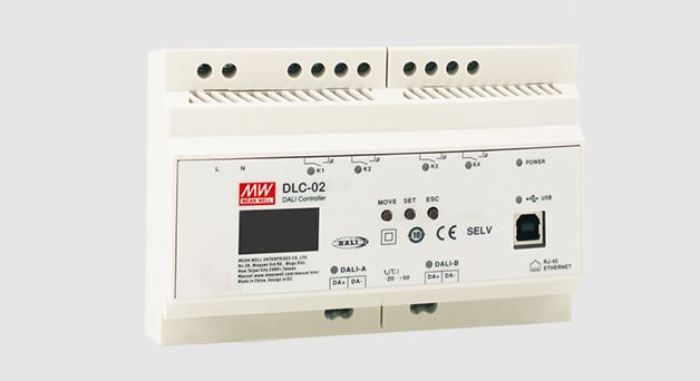 DLC-02, DALI kontrol med lysstyring til mange områder fra MEAN WELL. Forhandler er Power Technic. Ring 70 208 210