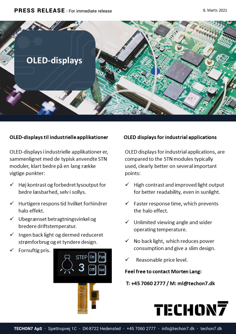 OLED displays for industrial applications