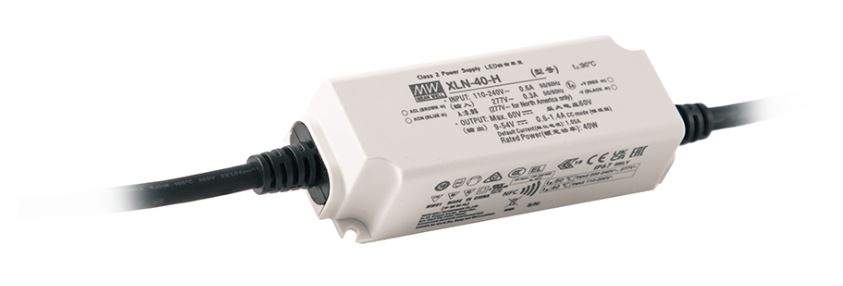 XLN-40-H, IP67 tæt flicker free LED-driver med konstant -strøm eller -udgangsspænding, fra MEAN WELL. Forhandler er Power Technic. Ring 70 208 210 for mere information.