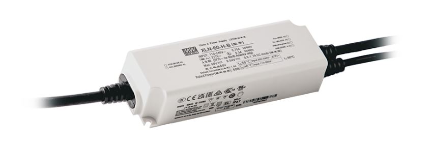 XLN-60-H, IP67 tæt flicker free LED-driver med konstant -strøm eller -udgangsspænding, fra MEAN WELL. Forhandler er Power Technic. Ring 70 208 210 for mere information.